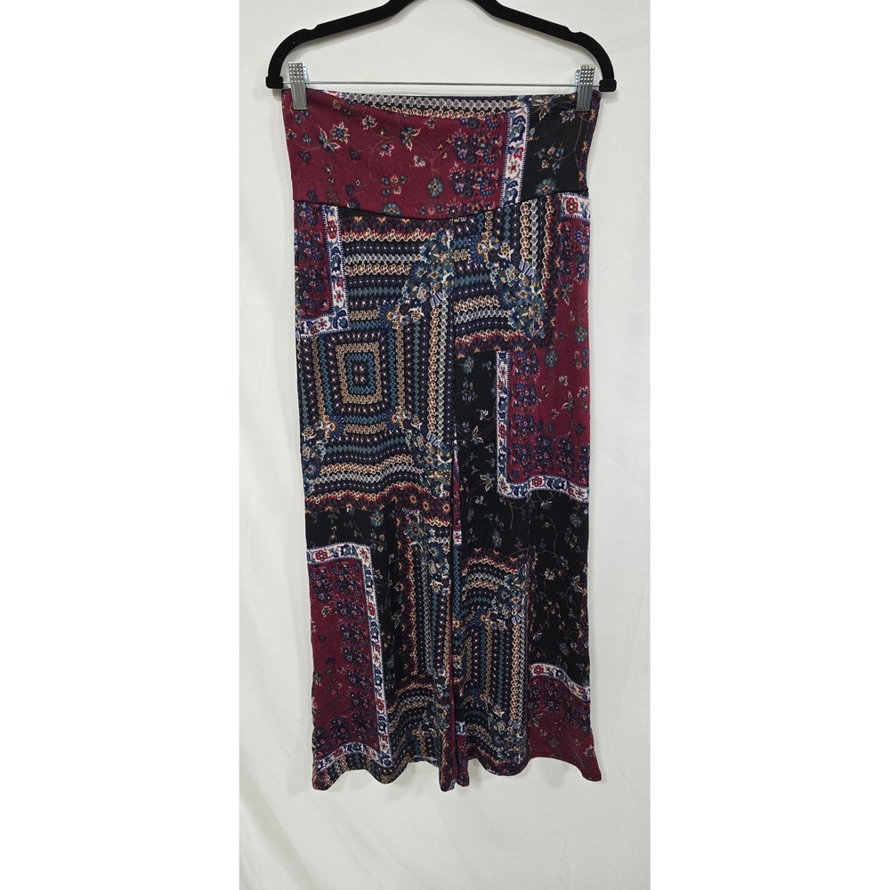 About A Girl women L wide leg pants palazzo pants retro resort boho peasant